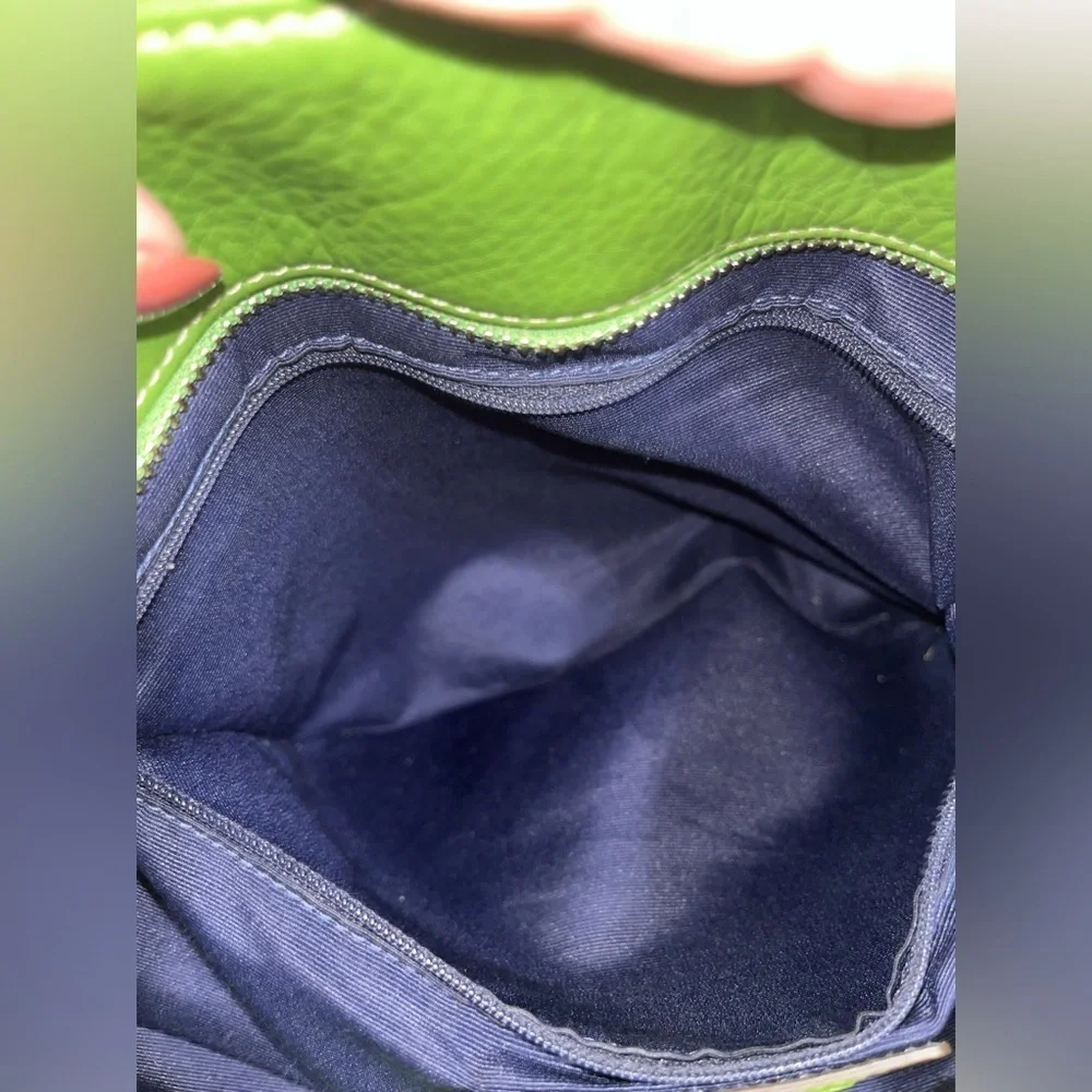 Coach Lime Green Leather Hamilton Shoulder Bag Interior Dark Blue